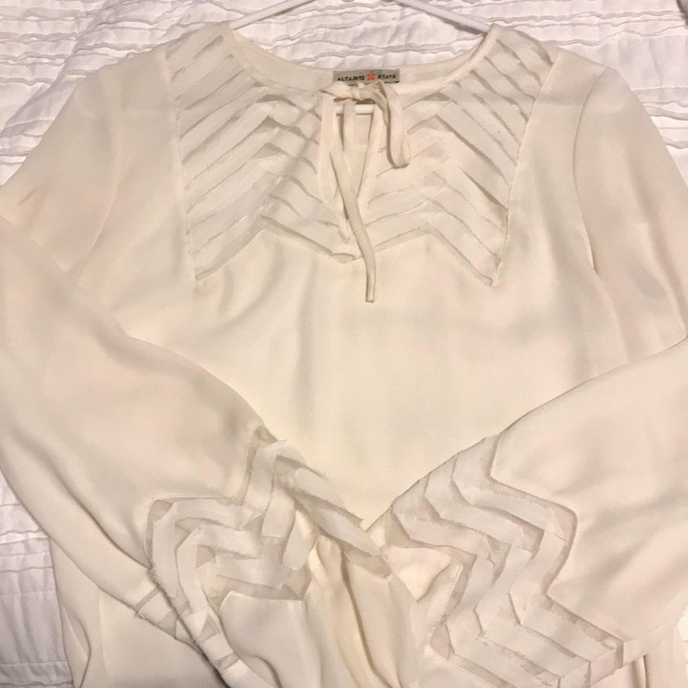 Altard State Creme Chevron Blouse SZ S